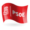Bandera del PSOE fondo rojo