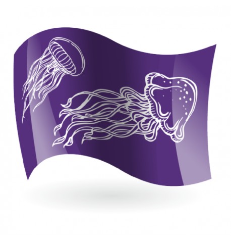 Bandera Peligro Medusas fondo color Mod. 2