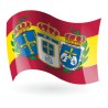 Bandera Del Real Oviedo, S. A. D. / España con los escudos de Asturias y Oviedo
